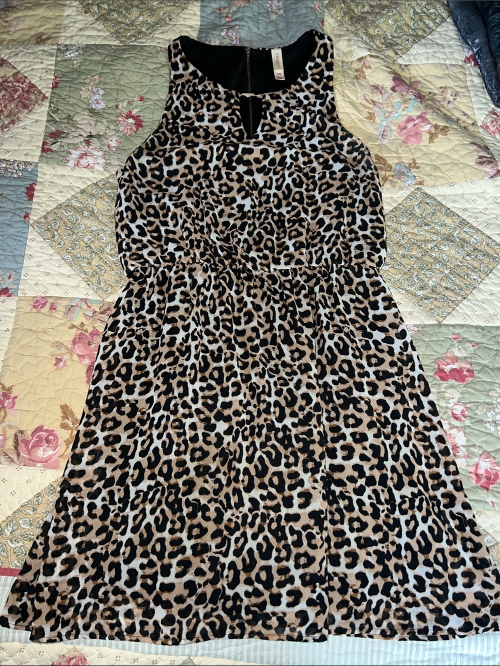 Xhilaration Leopard Print Dress - Black and Beige size medium